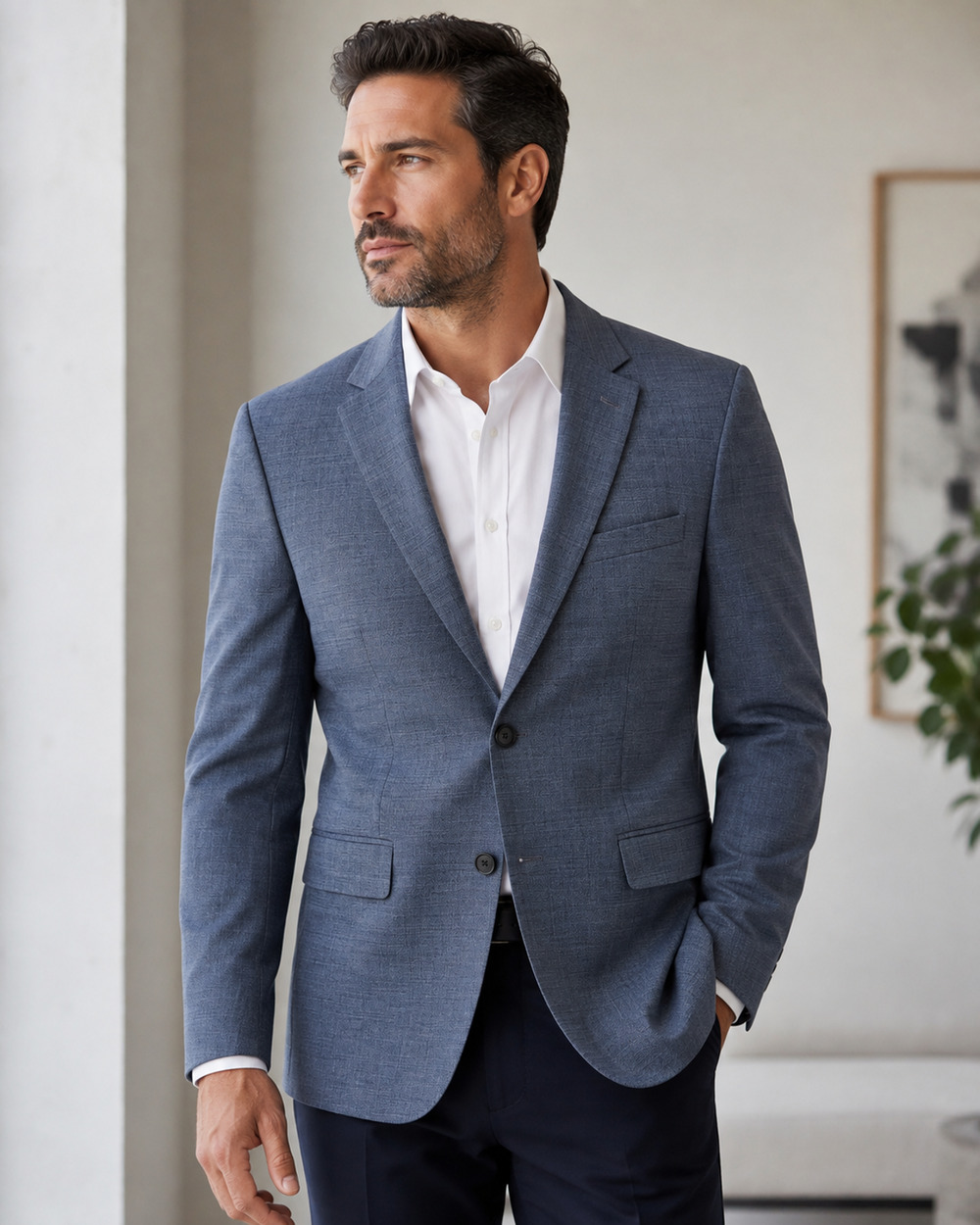 KENNETH COLE AWEARNESS Mens Classic Business Navy Blazer Sports Coat Jacket 42R